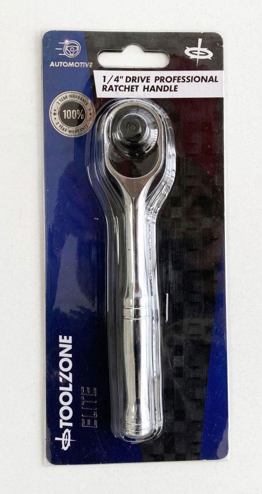 RATCHET HANDLE 1/4 DRIVE PROFESSIONAL POLISHED 150mm CRV QUICK RELEASE - TOOLZONE KDPSS052 thumbnail 4