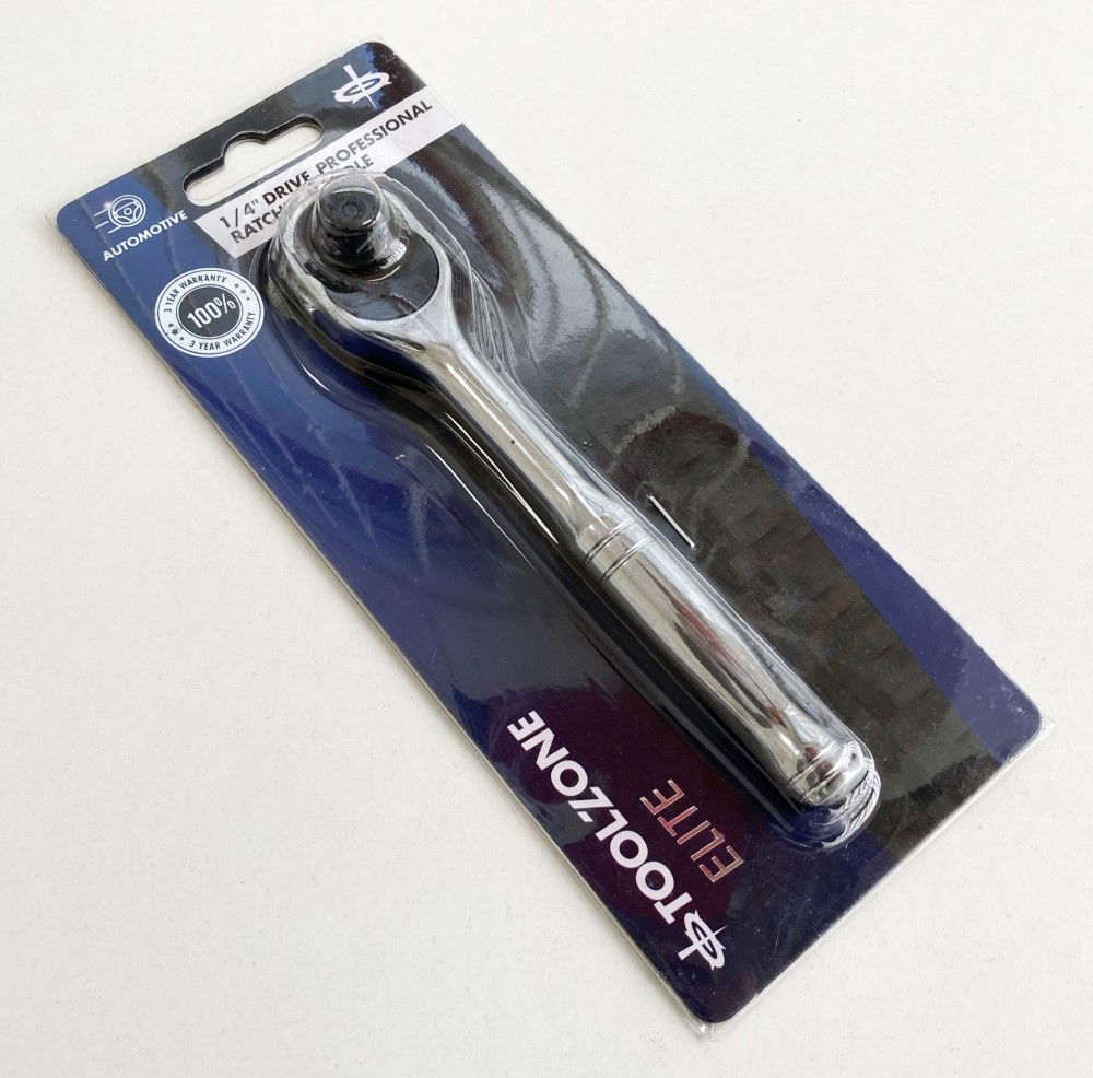RATCHET HANDLE 1/4 DRIVE PROFESSIONAL POLISHED 150mm CRV QUICK RELEASE - TOOLZONE KDPSS052 thumbnail 5