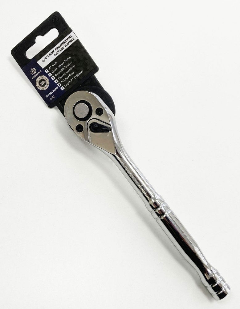 RATCHET HANDLE 3/8 DRIVE PROFESSIONAL POLISHED 200mm CRV QUICK RELEASE - TOOLZONE KDPSS053 thumbnail 2