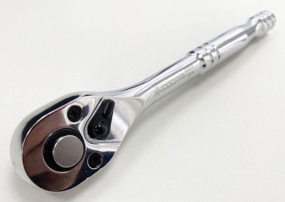 RATCHET HANDLE 3/8 DRIVE PROFESSIONAL POLISHED 200mm CRV QUICK RELEASE - TOOLZONE KDPSS053 thumbnail 4
