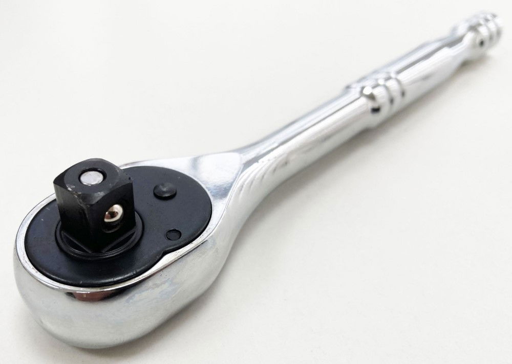 RATCHET HANDLE 3/8 DRIVE PROFESSIONAL POLISHED 200mm CRV QUICK RELEASE - TOOLZONE KDPSS053 thumbnail 6