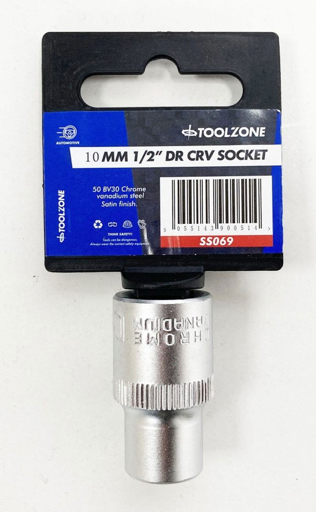 SOCKET 1/2 DRIVE 10mm CRV SATIN SINGLE HEX - TOOLZONE KDPSS069 image 1