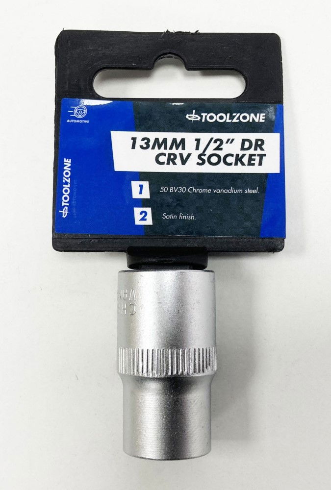 SOCKET 1/2 DRIVE 13mm CRV SATIN SINGLE HEX - TOOLZONE KDPSS072 image 1