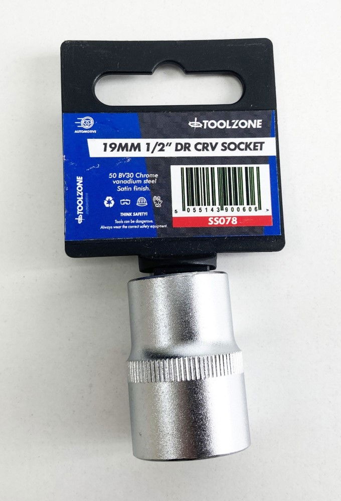 SOCKET 1/2 DRIVE 19mm CRV SATIN SINGLE HEX - TOOLZONE KDPSS078 thumbnail 4