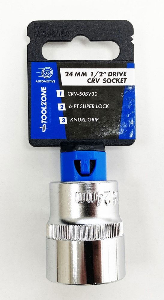 SOCKET 1/2 DRIVE 24mm CRV SATIN SINGLE HEX - TOOLZONE KDPSS083 image 1