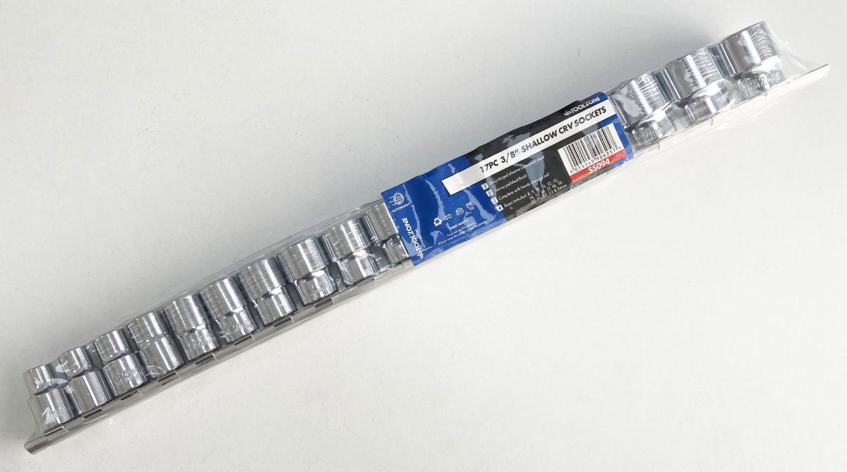 SOCKET SET 3/8 DRIVE SHALLOW CRV 17 PIECES 8-24mm BI HEX - TOOLZONE KDPSS094 thumbnail 2