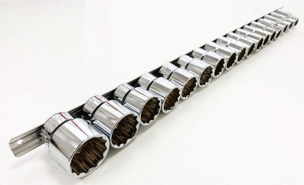 SOCKET SET 1/2 DRIVE SHALLOW CRV 17 PIECES 10-24mm 27mm 30mm BI HEX - TOOLZONE KDPSS095 thumbnail 3