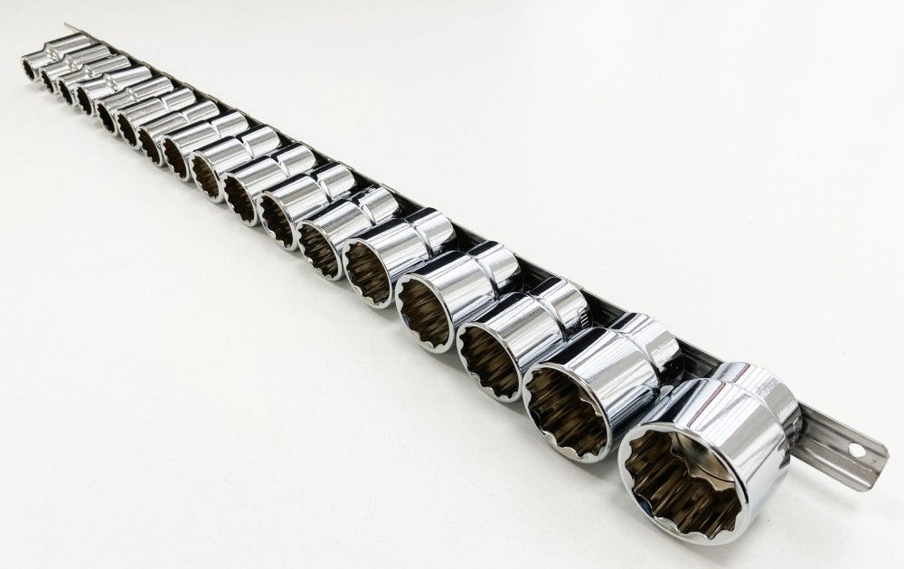 SOCKET SET 1/2 DRIVE SHALLOW CRV 17 PIECES 10-24mm 27mm 30mm BI HEX - TOOLZONE KDPSS095 thumbnail 4
