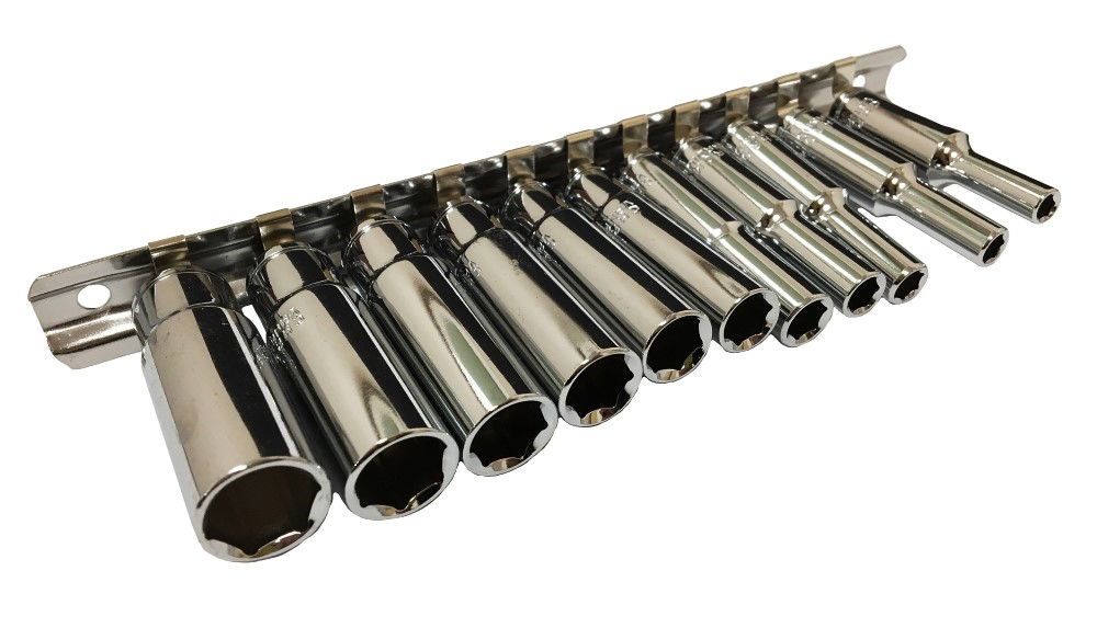 SOCKET SET 1/4 DRIVE DEEP CRV 11 PIECES 4-13mm SINGLE HEX - TOOLZONE KDPSS096 thumbnail 2