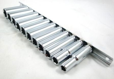 SOCKET SET 3/8 DRIVE DEEP CRV 11 PIECES 8-19mm SINGLE HEX - TOOLZONE KDPSS097 thumbnail 2
