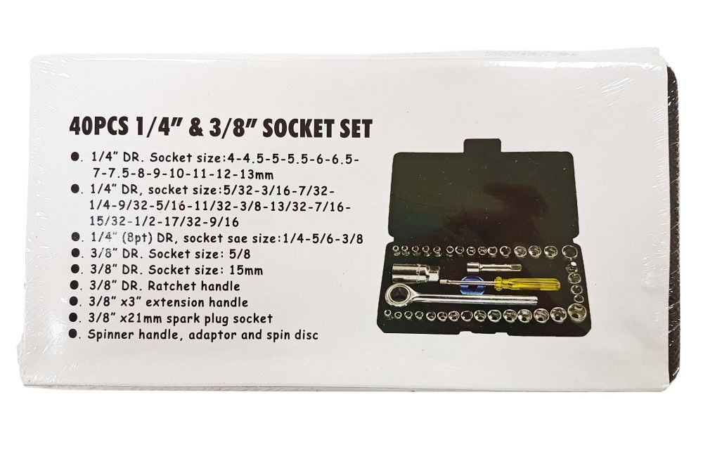 SOCKET SET 1/4 & 3/8 DRIVE BASIC 40 PIECES METRIC & AF - TOOLZONE KDPSS101 image 1