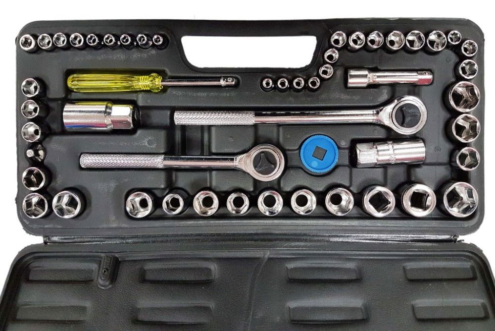 SOCKET SET 1/4 3/8 1/2 DRIVE 52 PIECES METRIC & AF - TOOLZONE KDPSS102 thumbnail 3
