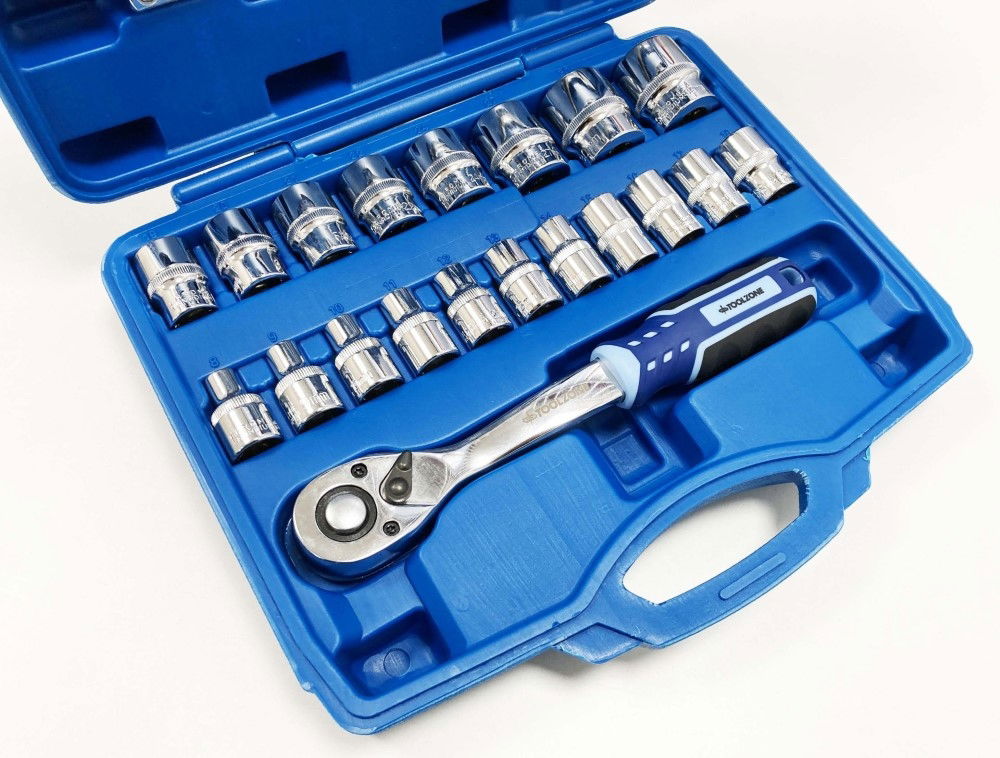SOCKET SET 1/2 DRIVE PRO CRV 24 PIECES 10-24mm 27mm 30mm 32mm - TOOLZONE KDPSS108 thumbnail 4