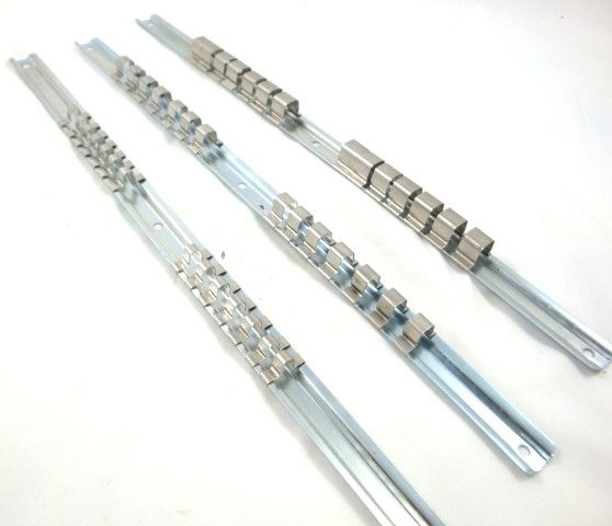 SOCKET RAIL SET 3 PIECES 1/2 3/8 1/4 14 CLIPS EACH 40cm - TOOLZONE KDPSS122 thumbnail 2