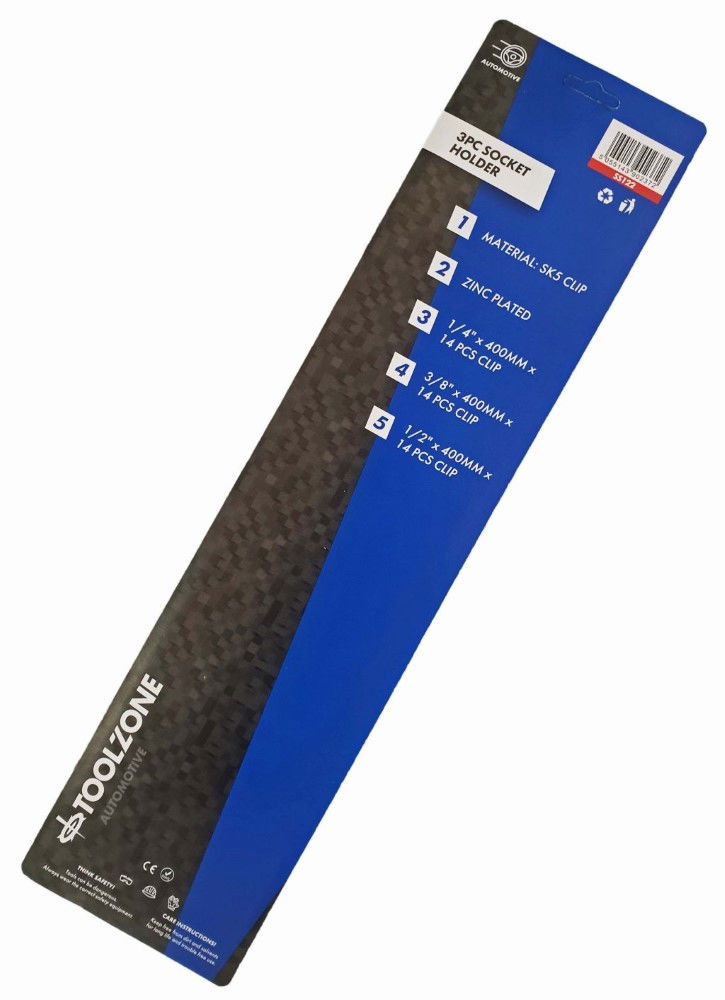SOCKET RAIL SET 3 PIECES 1/2 3/8 1/4 14 CLIPS EACH 40cm - TOOLZONE KDPSS122 thumbnail 4