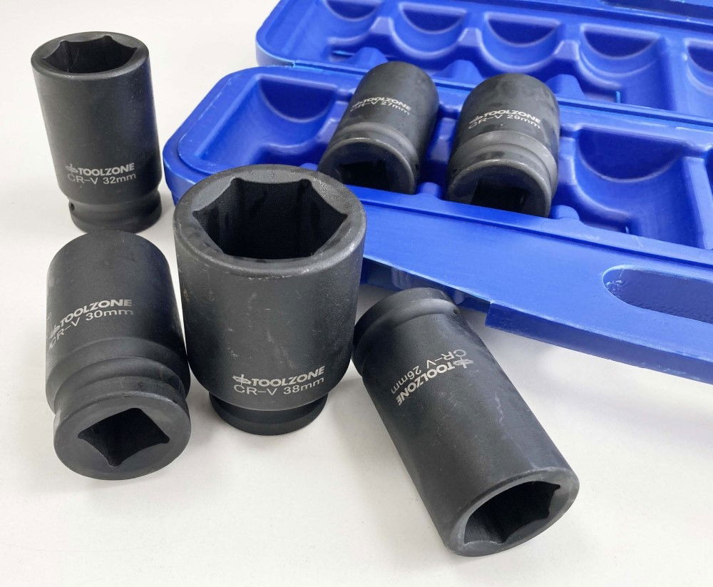 IMPACT SOCKET SET 3/4 DRIVE DEEP 8 PIECES 26-38mm - TOOLZONE KDPSS130 thumbnail 5