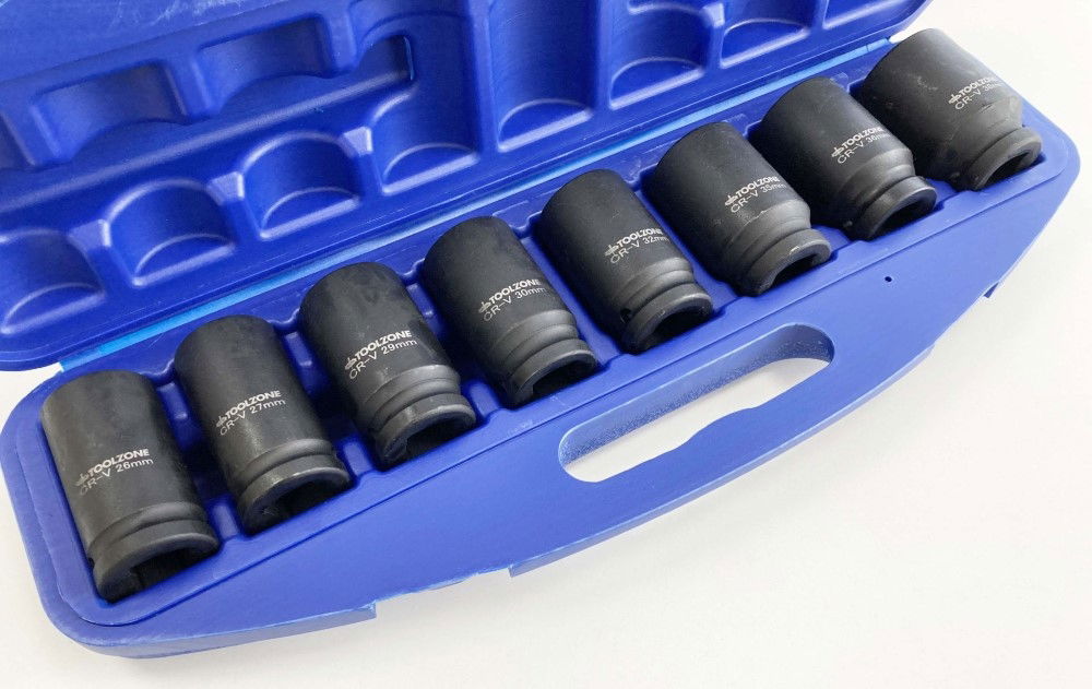 IMPACT SOCKET SET 3/4 DRIVE DEEP 8 PIECES 26-38mm - TOOLZONE KDPSS130 thumbnail 6