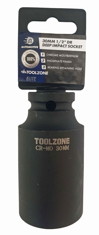 IMPACT SOCKET 1/2 DRIVE DEEP 30mm CRMO - TOOLZONE KDPSS132 image 1