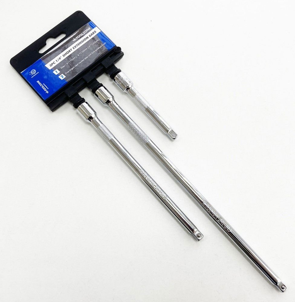 EXTENSION BAR SET 1/4 DRIVE SHORT 3 PIECES 75mm 150mm 225mm - TOOLZONE KDPSS140 thumbnail 3