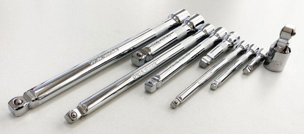 EXTENSION BAR SET WOBBLE CRV 9 PIECES 1/4 3/8 1/2 DRIVE - TOOLZONE KDPSS146 thumbnail 4