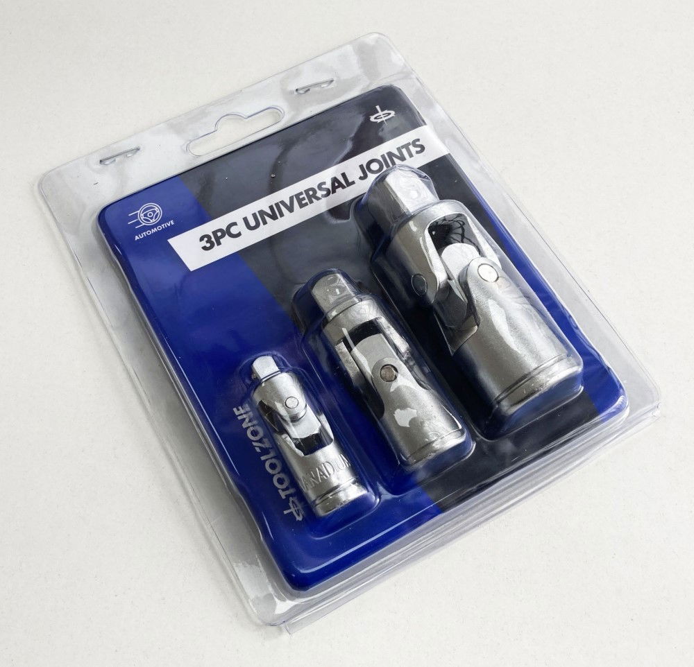 UNIVERSAL JOINT SET 3 PIECES 1/4 3/8 1/2 DRIVE CRV - TOOLZONE KDPSS172 thumbnail 2