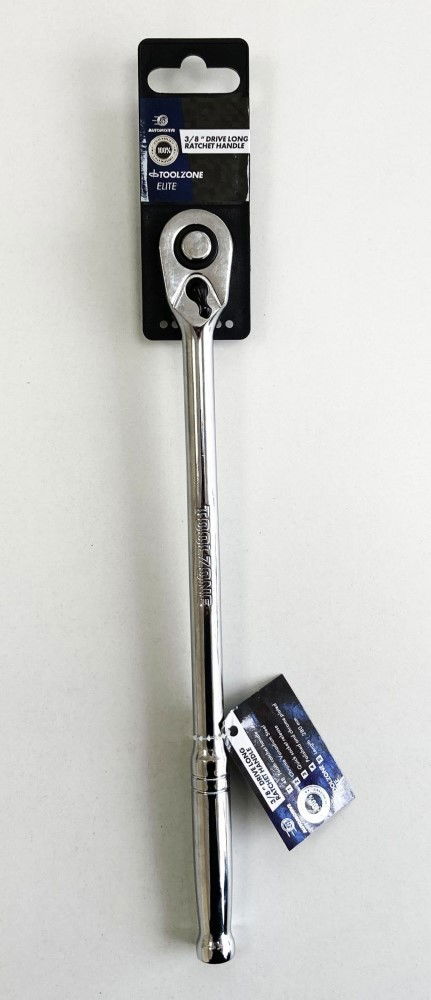 RATCHET HANDLE EXTRA LONG 3/8 DRIVE 280mm POLISHED CRV - TOOLZONE KDPSS199 thumbnail 2