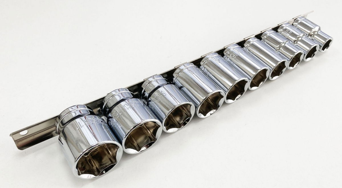 SOCKET SET SHALLOW 1/2 DRIVE AF 10 PIECES CRV POLISHED - TOOLZONE KDPSS208 thumbnail 4