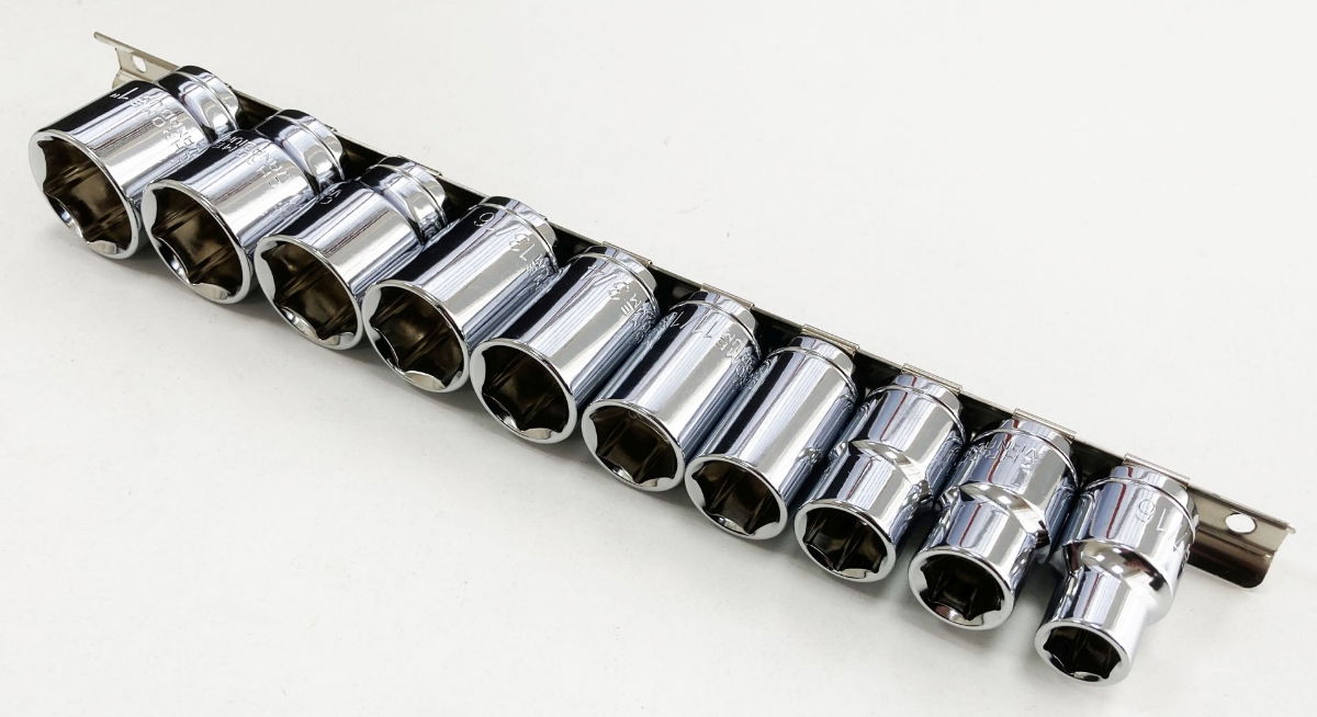 SOCKET SET SHALLOW 1/2 DRIVE AF 10 PIECES CRV POLISHED - TOOLZONE KDPSS208 thumbnail 5
