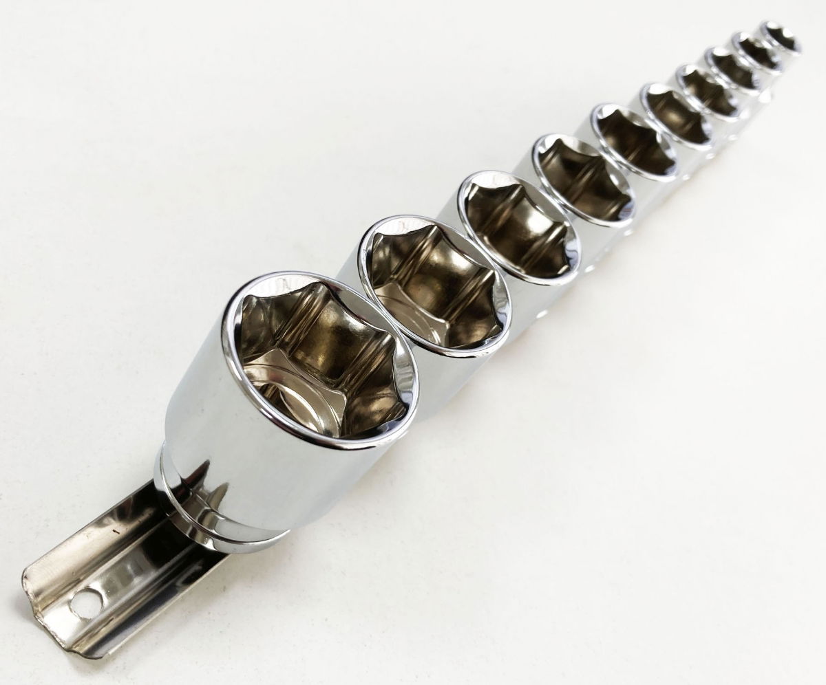 SOCKET SET SHALLOW 1/2 DRIVE AF 10 PIECES CRV POLISHED - TOOLZONE KDPSS208 thumbnail 9