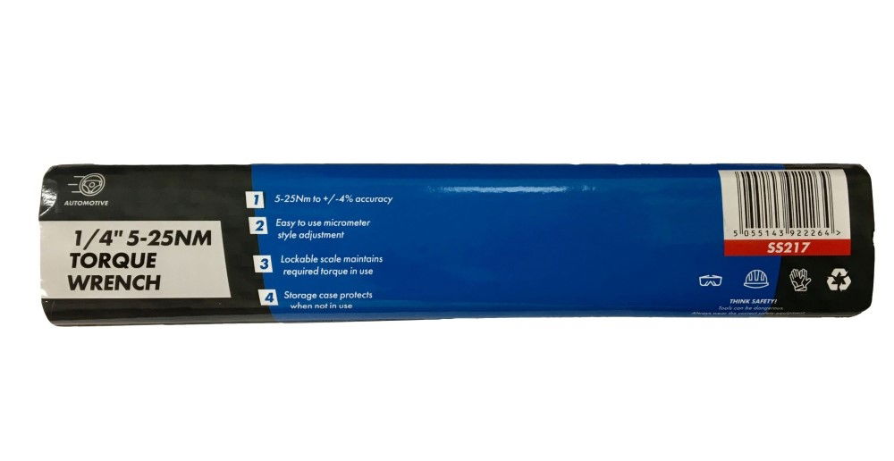 TORQUE WRENCH 1/4 DRIVE 5-25nm 280mm RATCHET HEAD - TOOLZONE KDPSS217 thumbnail 2