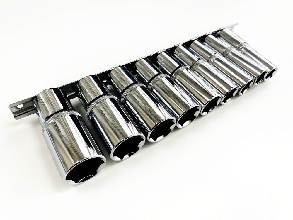 SOCKET SET DEEP 1/2 DRIVE AF 10 PIECES CRV POLISHED - TOOLZONE KDPSS219 thumbnail 5