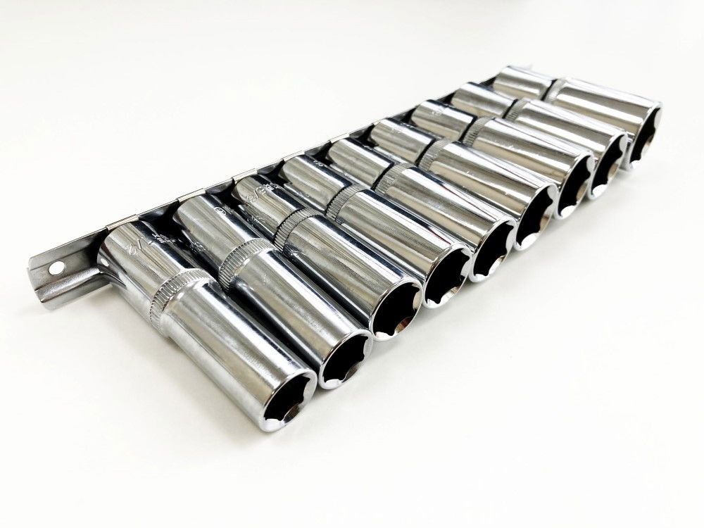 SOCKET SET DEEP 1/2 DRIVE AF 10 PIECES CRV POLISHED - TOOLZONE KDPSS219 thumbnail 7