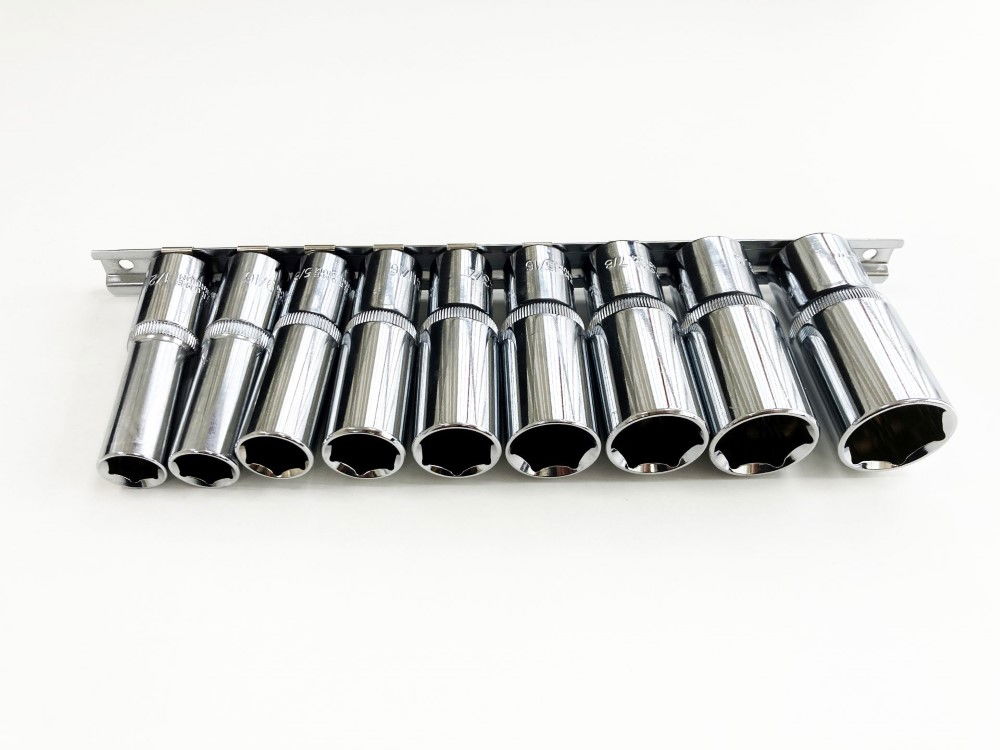 SOCKET SET DEEP 1/2 DRIVE AF 10 PIECES CRV POLISHED - TOOLZONE KDPSS219 thumbnail 8
