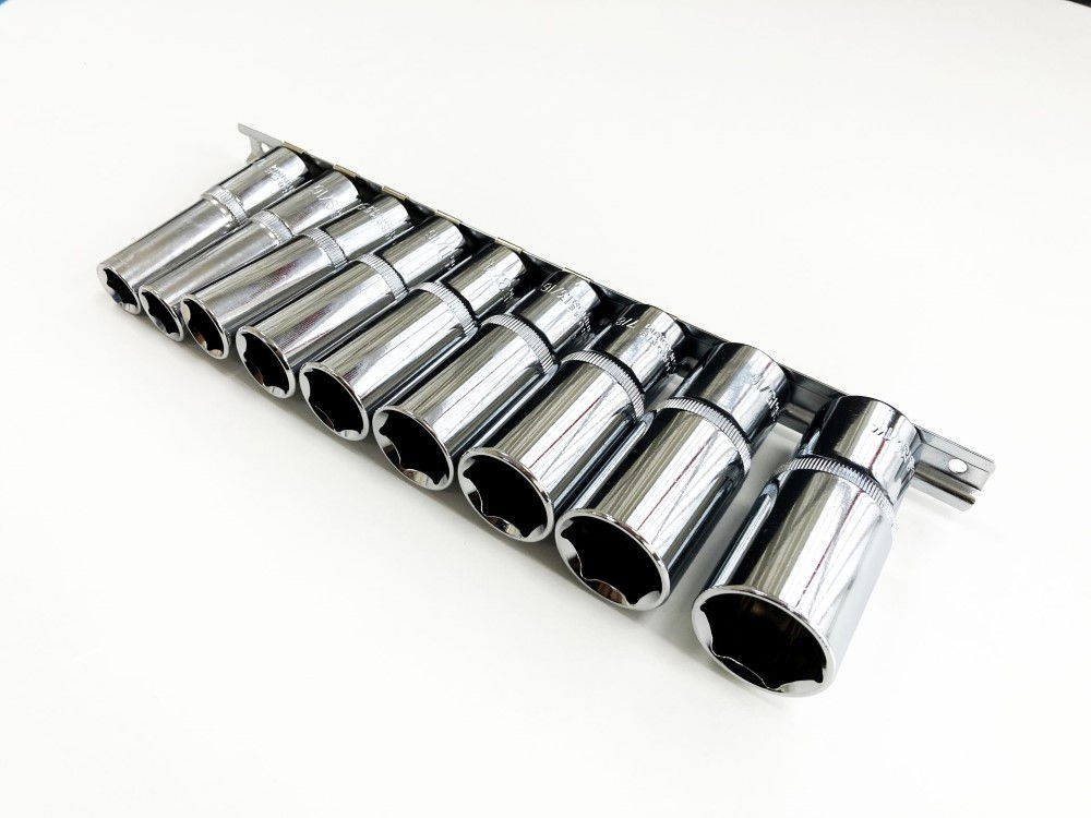 SOCKET SET DEEP 1/2 DRIVE AF 10 PIECES CRV POLISHED - TOOLZONE KDPSS219 thumbnail 9