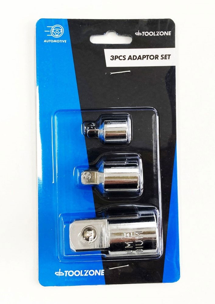 ADAPTOR SET 3 PIECES CRV POLISHED 3/8F TO 1/4M, 1/2 TO 3/8M, 1/2F TO 3/4M - TOOLZONE KDPSS220 thumbnail 2