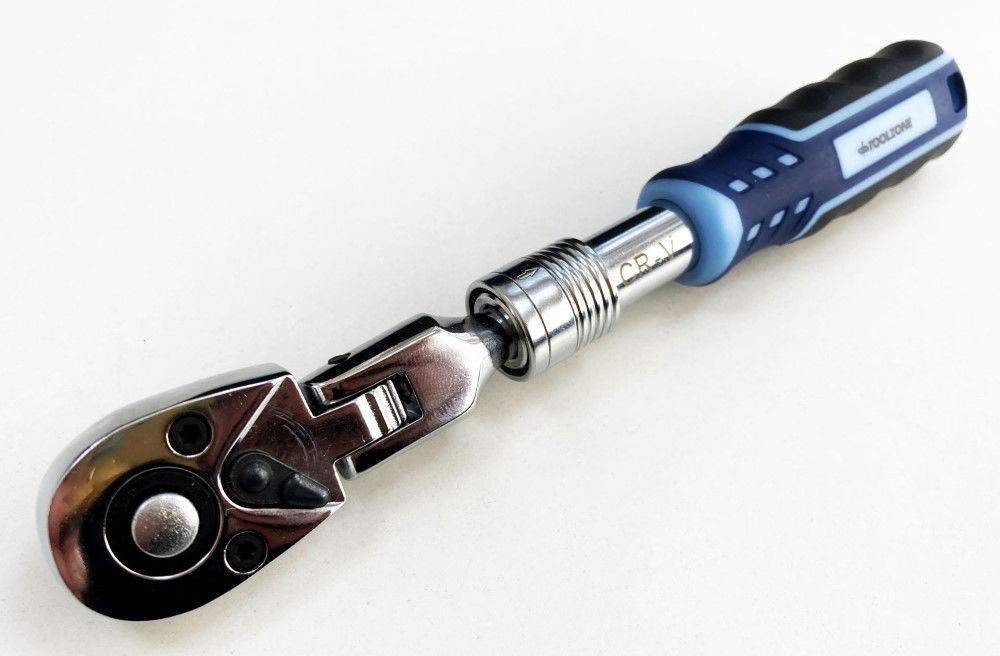 RATCHET FLEXI HEAD EXTENDABLE 1/4 DRIVE 180-230mm SOFTGRIP CRV - TOOLZONE KDPSS222 thumbnail 4