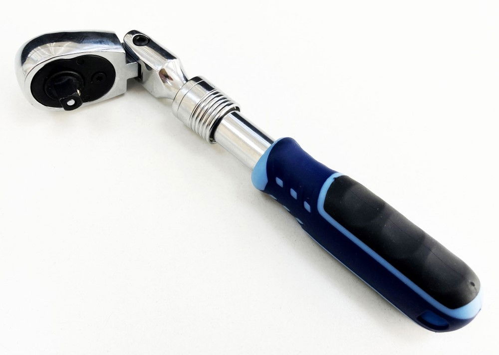 RATCHET FLEXI HEAD EXTENDABLE 1/4 DRIVE 180-230mm SOFTGRIP CRV - TOOLZONE KDPSS222 thumbnail 5