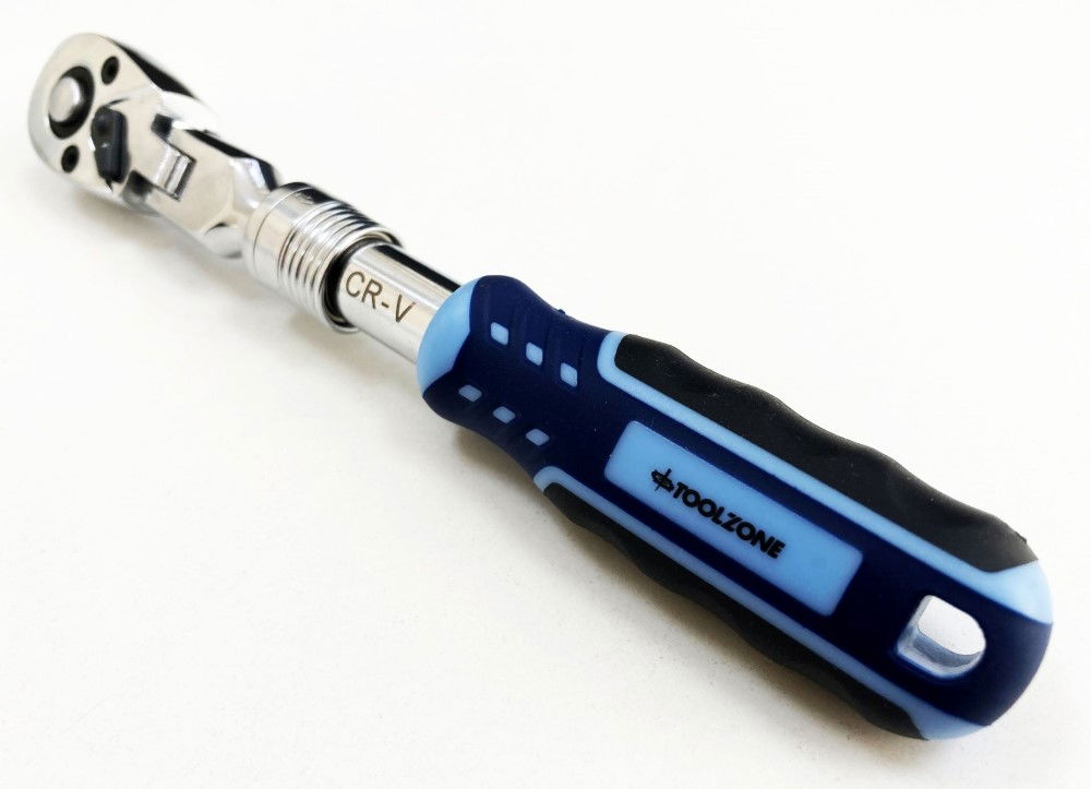 RATCHET FLEXI HEAD EXTENDABLE 1/4 DRIVE 180-230mm SOFTGRIP CRV - TOOLZONE KDPSS222 thumbnail 7