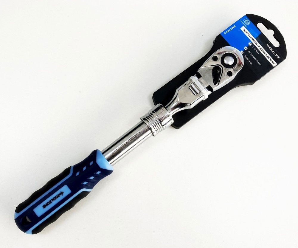 RATCHET FLEXI HEAD EXTENDABLE 3/8 DRIVE 255-355mm SOFTGRIP CRV - TOOLZONE KDPSS223 thumbnail 3