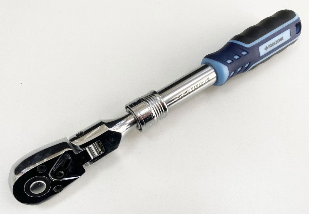 RATCHET FLEXI HEAD EXTENDABLE 3/8 DRIVE 255-355mm SOFTGRIP CRV - TOOLZONE KDPSS223 thumbnail 4