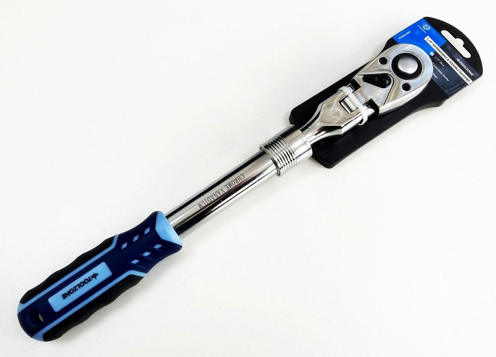 RATCHET FLEXI HEAD EXTENDABLE 1/2 DRIVE 335-480mm SOFTGRIP CRV - TOOLZONE KDPSS224 thumbnail 5