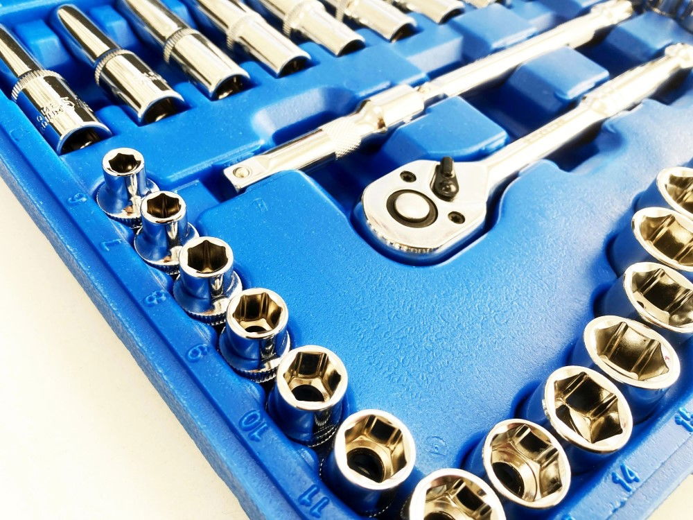 SOCKET SET 3/8 DRIVE MM AND AF 50 PIECES SHALLOW AND DEEP CRV - TOOLZONE KDPSS226 thumbnail 11