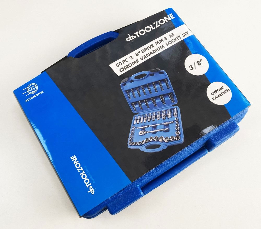 SOCKET SET 3/8 DRIVE MM AND AF 50 PIECES SHALLOW AND DEEP CRV - TOOLZONE KDPSS226 thumbnail 3