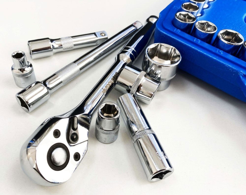 SOCKET SET 3/8 DRIVE MM AND AF 50 PIECES SHALLOW AND DEEP CRV - TOOLZONE KDPSS226 thumbnail 6