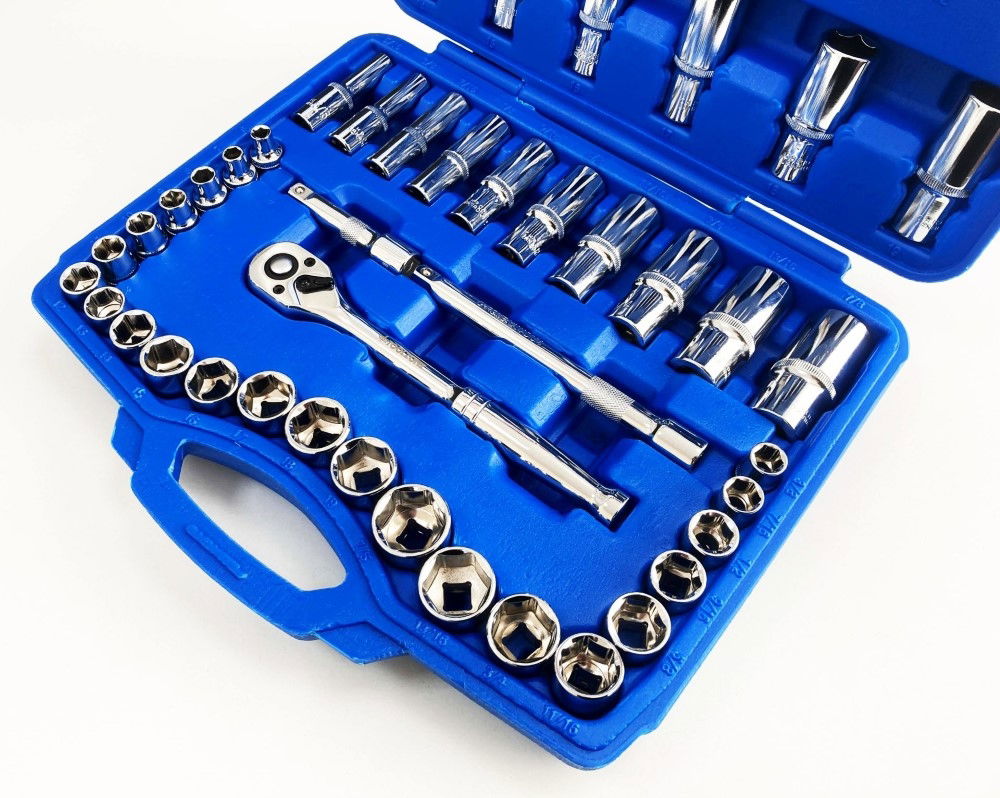 SOCKET SET 3/8 DRIVE MM AND AF 50 PIECES SHALLOW AND DEEP CRV - TOOLZONE KDPSS226 thumbnail 8