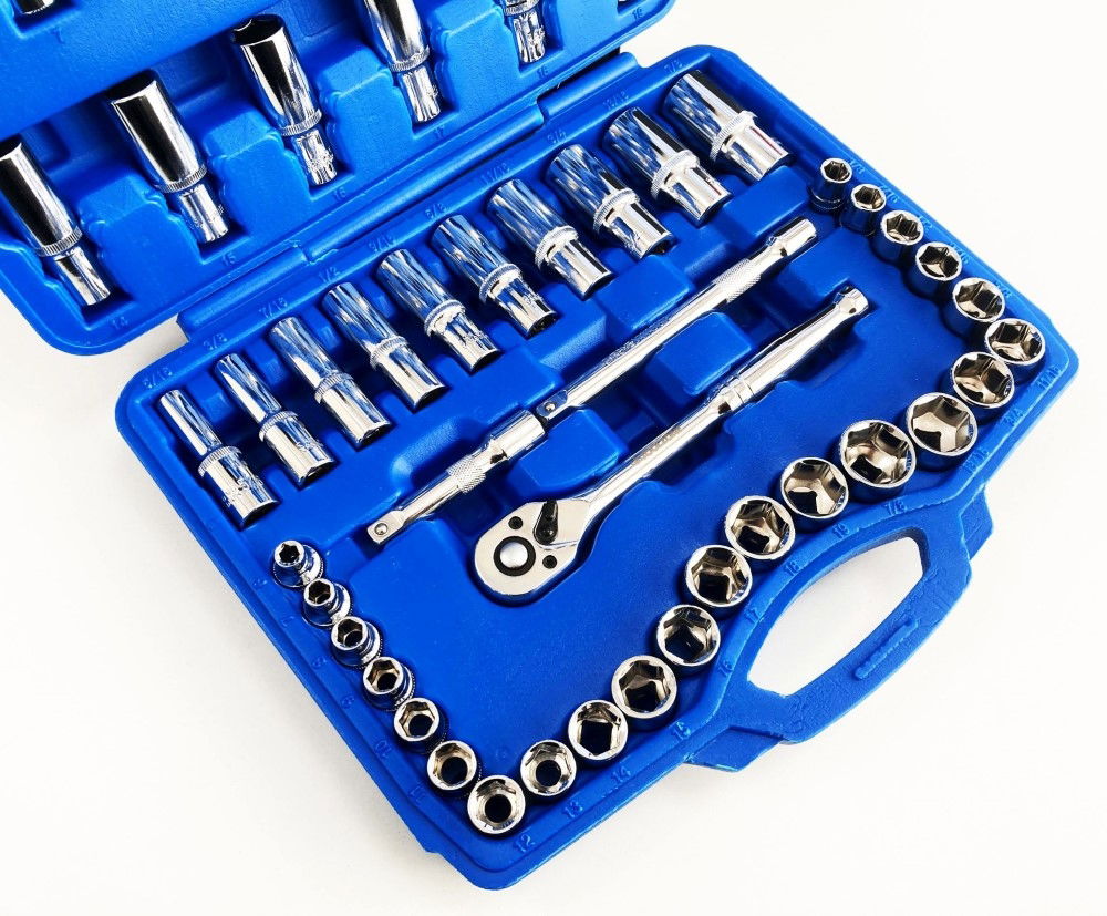 SOCKET SET 3/8 DRIVE MM AND AF 50 PIECES SHALLOW AND DEEP CRV - TOOLZONE KDPSS226 thumbnail 9