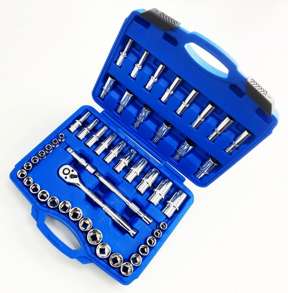 SOCKET SET 3/8 DRIVE MM AND AF 50 PIECES SHALLOW AND DEEP CRV - TOOLZONE KDPSS226 thumbnail 10