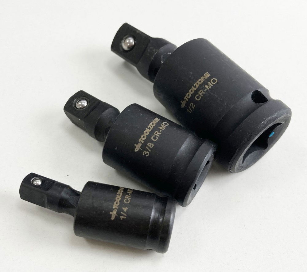 UNIVERSAL JOINT SET IMPACT 3 PIECES 1/4, 3/8, 1/2 CR-MO BLACK FINISH - TOOLZONE KDPSS227 thumbnail 4