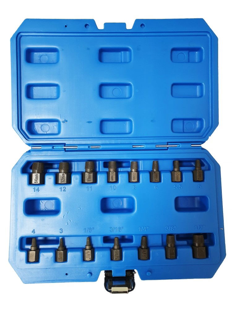 SPIRAL EXTRACTOR SET HEX DRIVE 15 PIECES SHORT SERIES - TOOLZONE KDPSS229 image 1