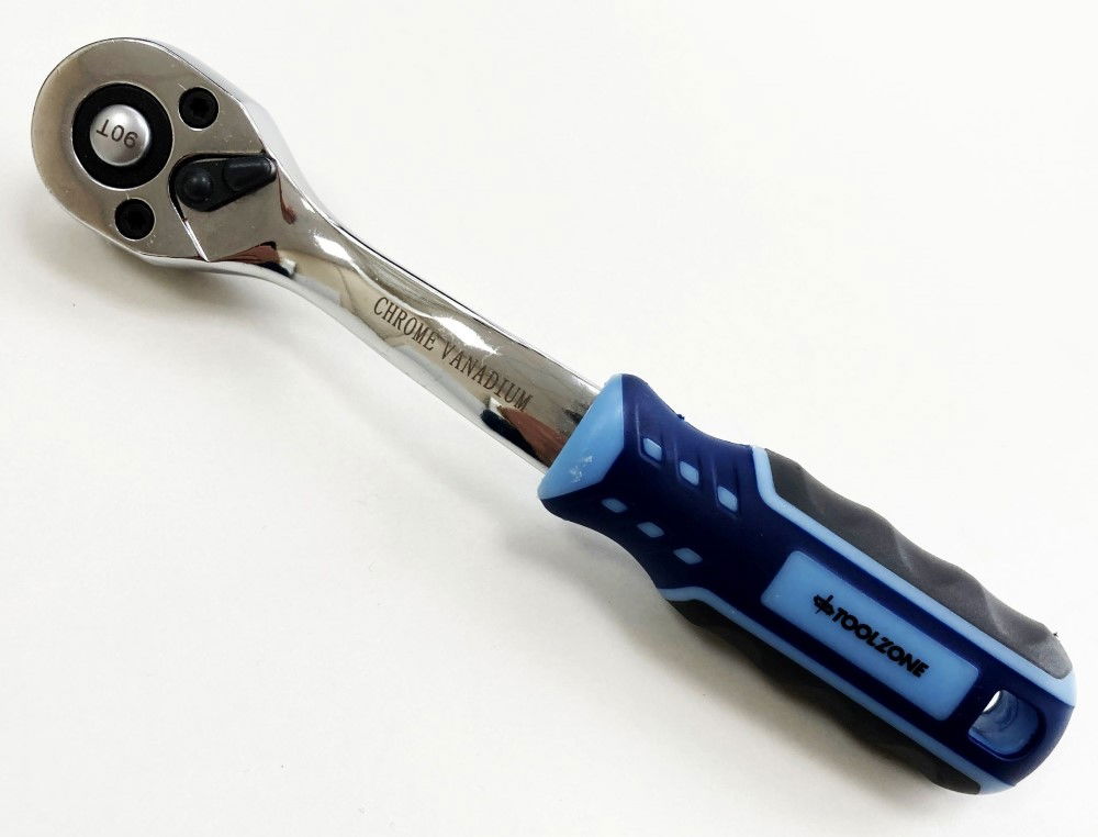 RATCHET HANDLE 1/4 DRIVE 90 TEETH 3 COLOUR CRV - TOOLZONE KDPSS230 thumbnail 4